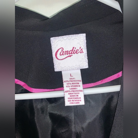 Candie’s Black Blazer Single Button Padded Shoulders - Women’s Large - Picture 10 of 11